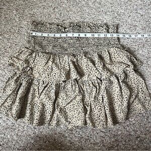 JAPNA Women's Leopard Animal Print Tiered Ruffle Mini Skirt Size Large